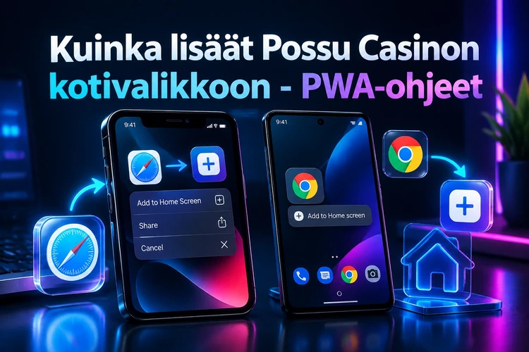 Kuinka lisäät Possu Casinon kotivalikkoon - PWA-ohjeet
